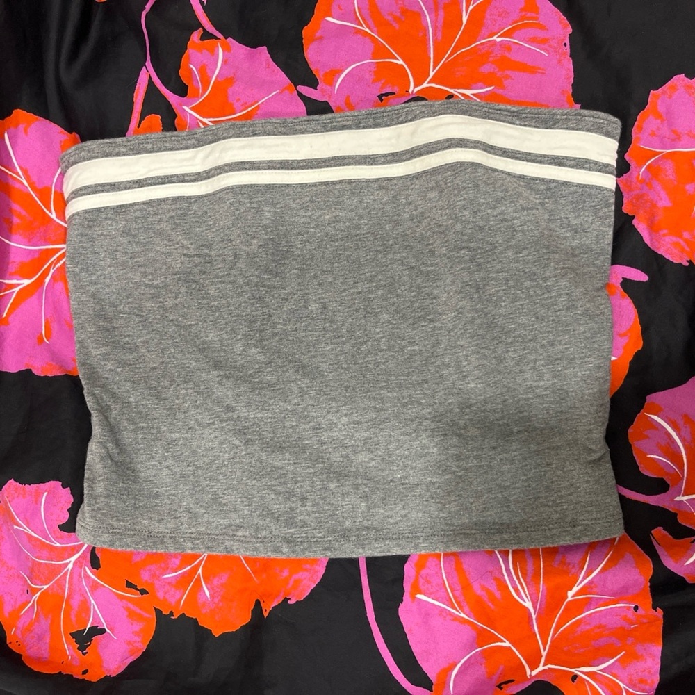 Gray Hollister Large White Striped Tube Top Jersey style Juniors